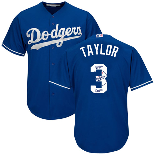 Dodgers #3 Chris Taylor Blue Team Logo Fashion Stitched MLB Jersey